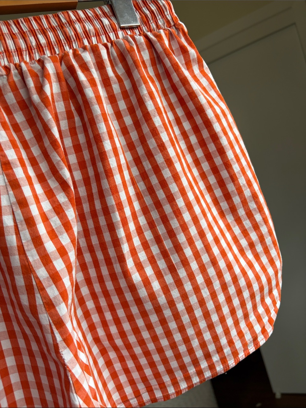 Orange Gingham Cotton Shorts - Picture 6 of 6